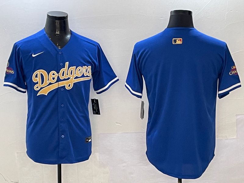 Men Los Angeles Dodgers Blank Blue Champion gold character 2025 Nike MLB Jersey style 1->los angeles dodgers->MLB Jersey